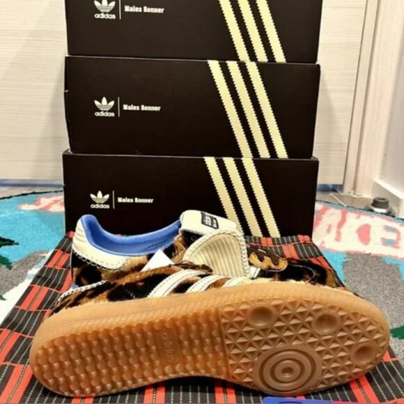 New Adidas x Wales Bonner Samba Pony Leopard Print Women's Sneaker - Picture 3 of 6